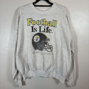 Vtg 90s NFL Pittsburgh STEELERS Football Is Life Crewneck Sweatshirt Adult XXL